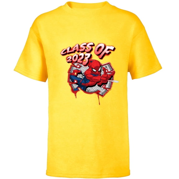 Marvel Spider-Man Class of 2023 Graduation Spidey Symbol - Short Sleeve T-Shirt for Kids - Customized-Yellow