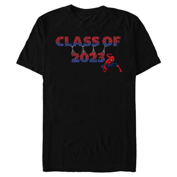 Marvel Spider-Man Class of 2023 Graduation Web Letters - Short Sleeve Blended T-Shirt for Adults - Customized-Black