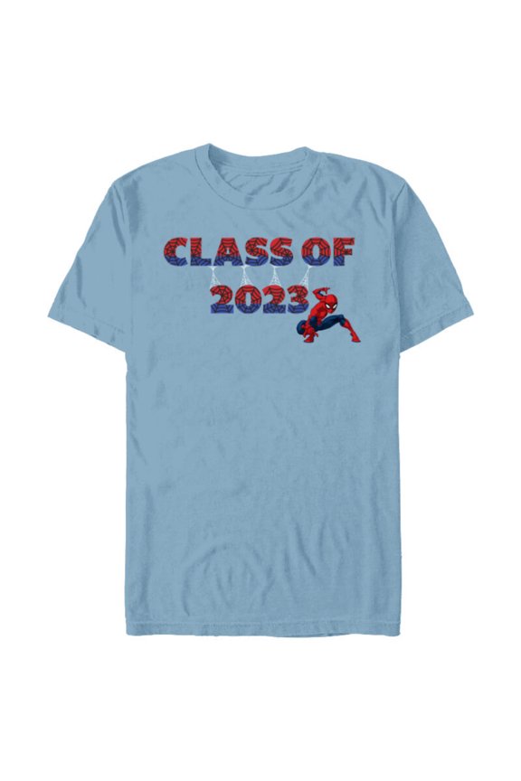 Spider-Man Class of 2023 Graduation Web Letters - Short Sleeve Blended T-Shirt for Adults - Customized-Ocean Blue