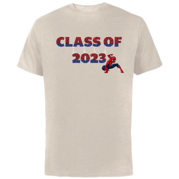 Marvel Spider-Man Class of 2023 Graduation Web Letters - Short Sleeve Cotton T-Shirt for Adults - Customized-Natural