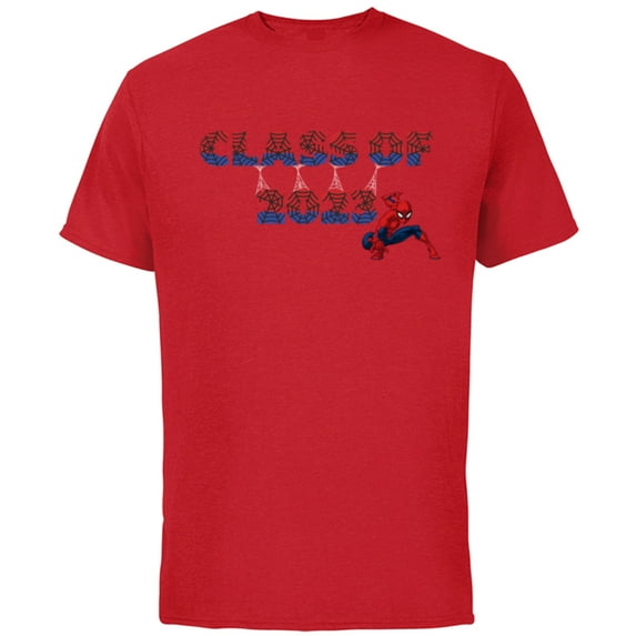 Marvel Spider-Man Class of 2023 Graduation Web Letters - Short Sleeve Cotton T-Shirt for Adults - Customized-Red