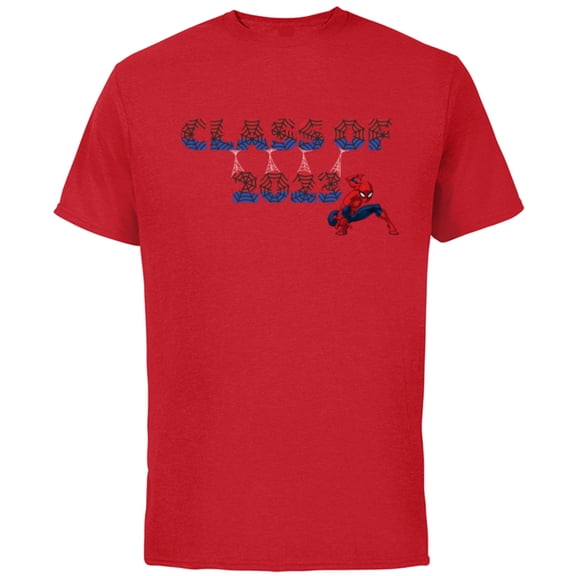 Marvel Spider-Man Class of 2023 Graduation Web Letters - Short Sleeve Cotton T-Shirt for Adults - Customized-Red
