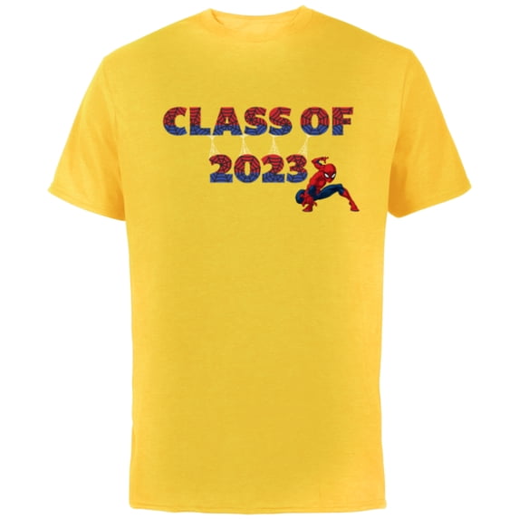 Marvel Spider-Man Class of 2023 Graduation Web Letters - Short Sleeve Cotton T-Shirt for Adults - Customized-Yellow