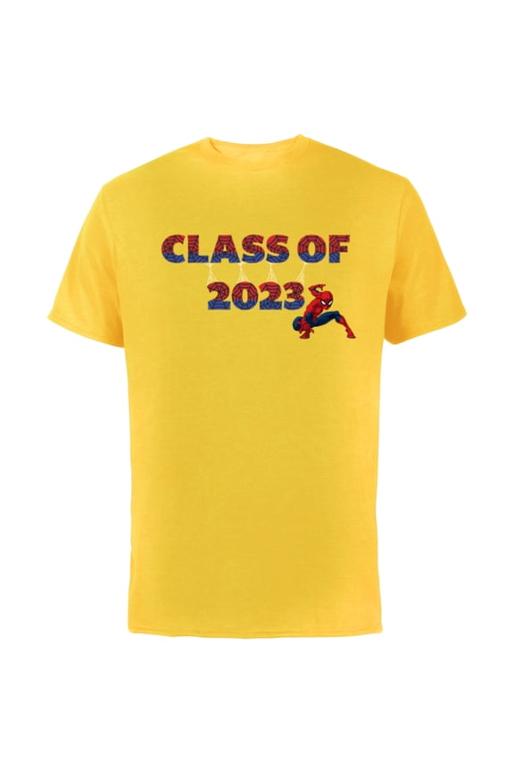 Spider-Man Class of 2023 Graduation Web Letters - Short Sleeve Cotton T-Shirt for Adults - Customized-Yellow