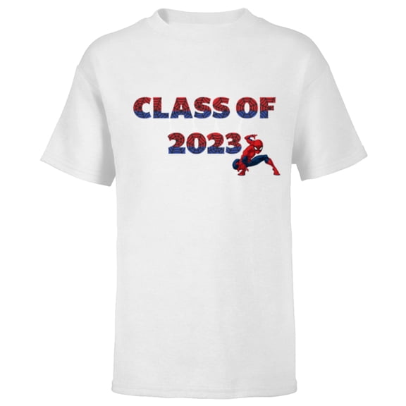 Marvel Spider-Man Class of 2023 Graduation Web Letters - Short Sleeve T-Shirt for Kids - Customized-White