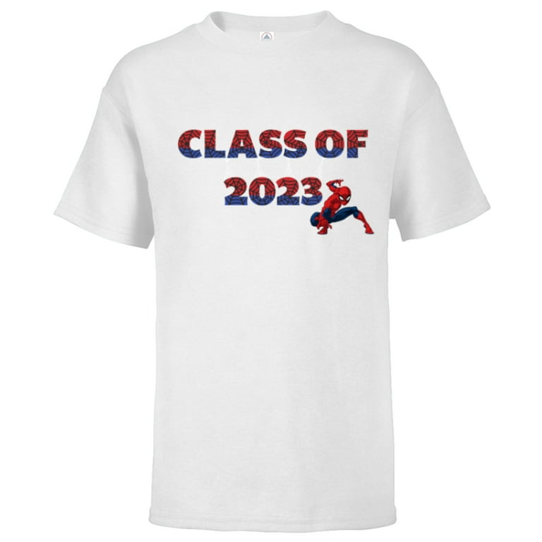 Marvel Spider-Man Class of 2023 Graduation Web Letters - Short Sleeve  T-Shirt for Kids - Customized-White