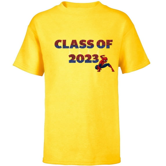 Marvel Spider-Man Class of 2023 Graduation Web Letters - Short Sleeve T-Shirt for Kids - Customized-Yellow
