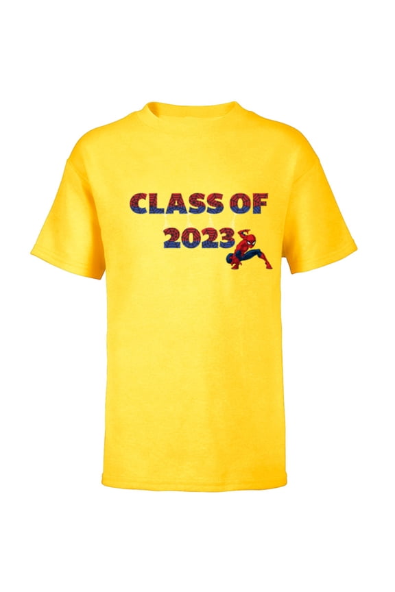 Spider-Man Class of 2023 Graduation Web Letters - Short Sleeve T-Shirt for Kids - Customized-Yellow