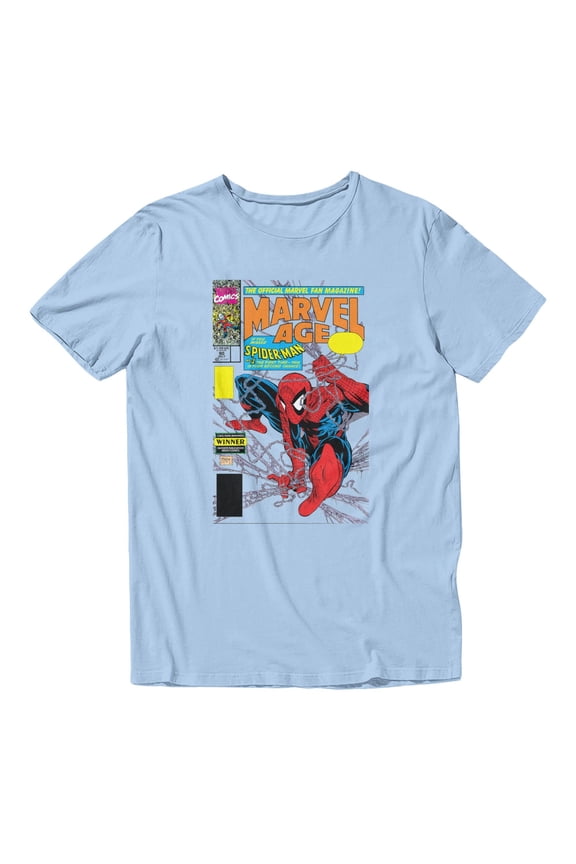 Spider-Man Classic Magazine Style Men's T Shirt (Light Blue, S-XXXL)
