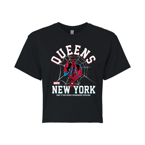 Marvel Spider-Man - Collegiate - Juniors Cropped Graphic T-Shirt