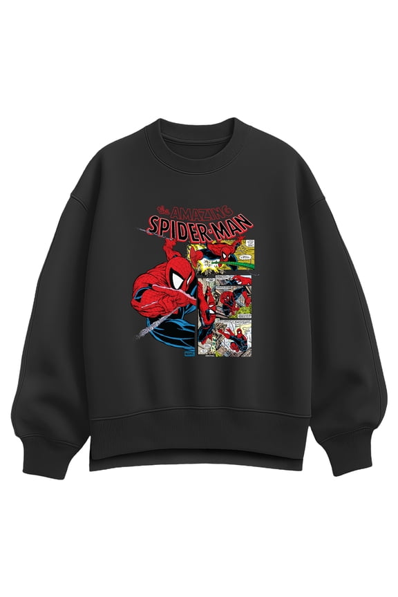 - Spider-Man Comic Panel Portrait - Women's Oversized Fleece Crew Sweatshirt