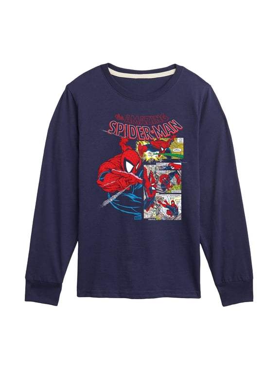 - Spider-Man Comic Panel- Youth Long Sleeve Graphic T-Shirt Boys' Long Sleeve Graphic T-Shirt