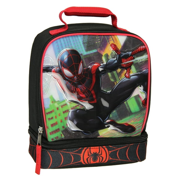 Marvel Spider-Man Comic Superhero Dual Compartment Soft Lunch Bag Box Tote Kit 10"