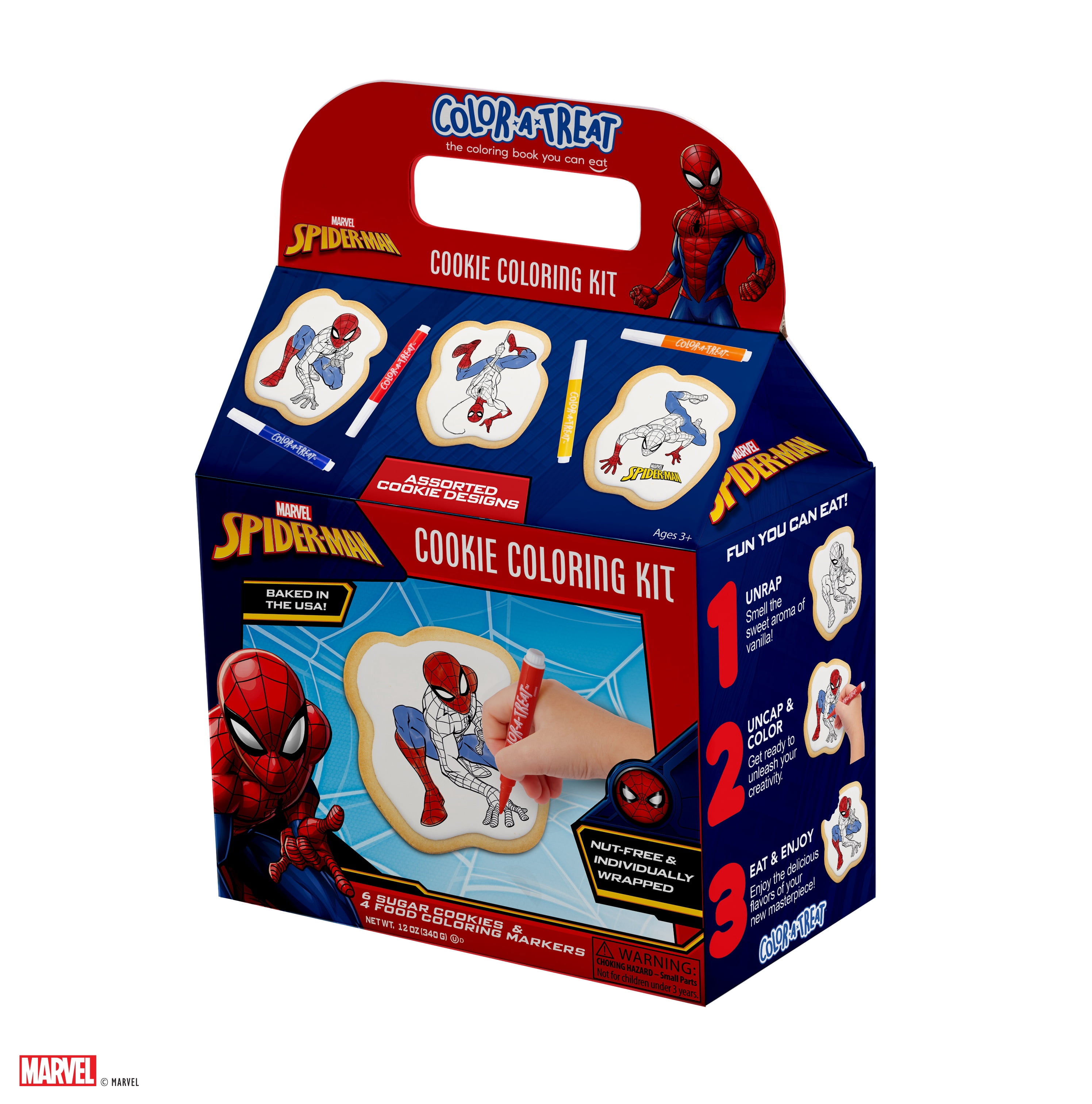 Marvel Spider-Man Cookie Coloring Kit by Color-a-Treat, 12oz, Includes ...