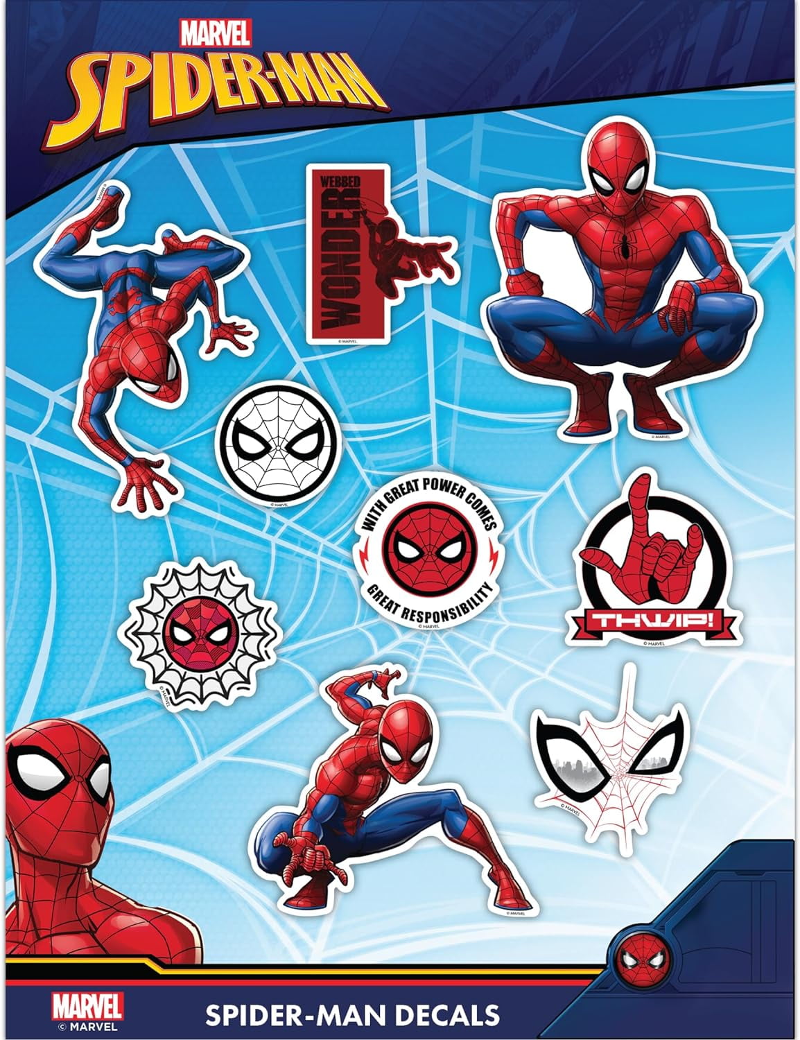 Marvel SpiderMan Decals Set of 9 Vinyl Stickers for Water Bottle
