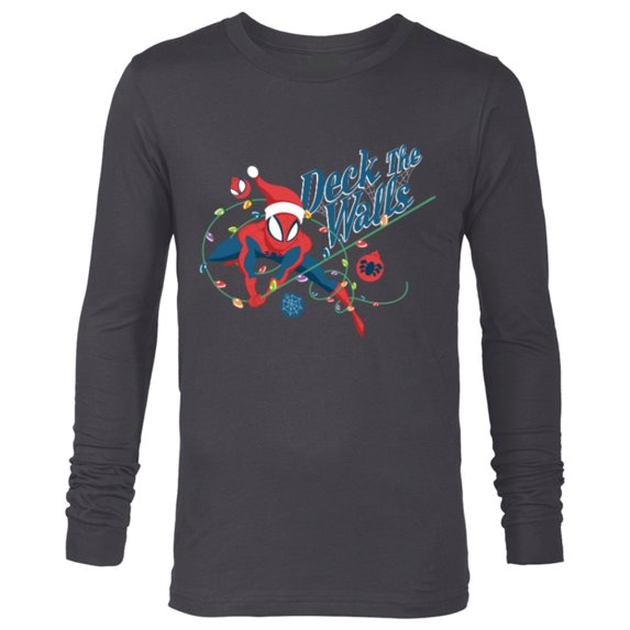 Marvel Spider-Man Deck The Walls Holiday - Long Sleeve T-Shirt for Men- Customized-Charcoal Heather