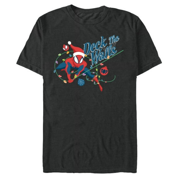 Marvel Spider-Man Deck The Walls Holiday - Short Sleeve Blended T-Shirt for Adults- Customized-Dark Heather