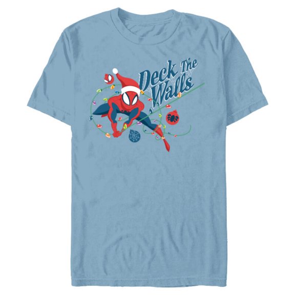 Marvel Spider-Man Deck The Walls Holiday - Short Sleeve Blended T-Shirt for Adults- Customized-Ocean Blue