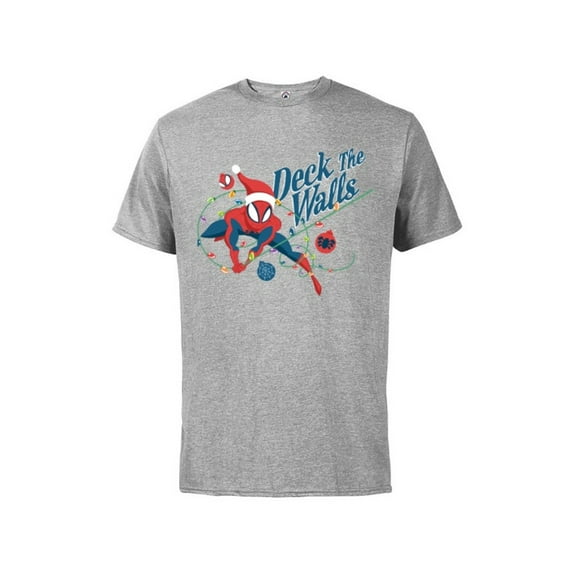 Marvel Spider-Man Deck The Walls Holiday - Short Sleeve Cotton T-Shirt for Adults- Customized-Athletic Heather