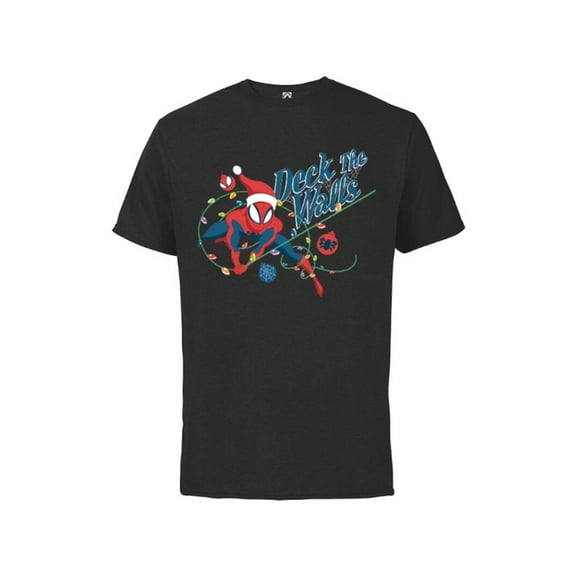 Marvel Spider-Man Deck The Walls Holiday - Short Sleeve Cotton T-Shirt for Adults- Customized-Black
