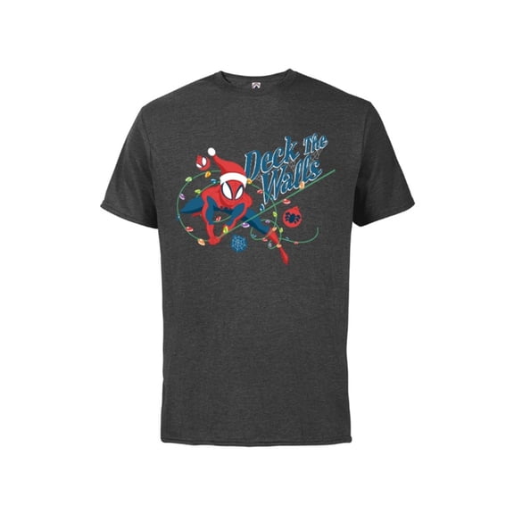 Marvel Spider-Man Deck The Walls Holiday - Short Sleeve Cotton T-Shirt for Adults- Customized-Charcoal Heather