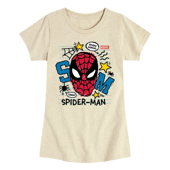 Marvel Spider-Man - Doodled Spidey - Toddler And Youth Girls Fitted Short Sleeve Graphic T-Shirt