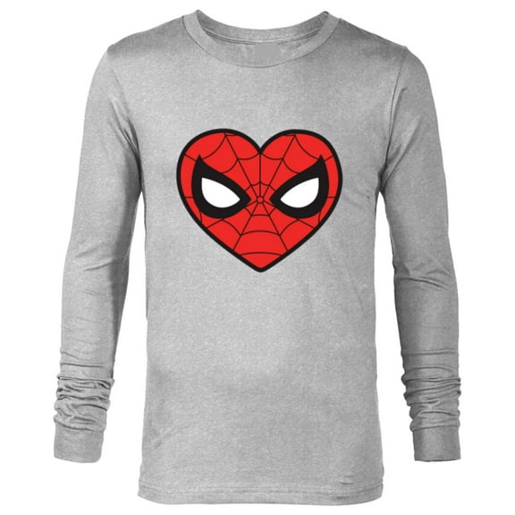 Marvel Spider-Man Eighties Heart Mask Logo - Long Sleeve T-Shirt for Men - Customized-Athletic Heather