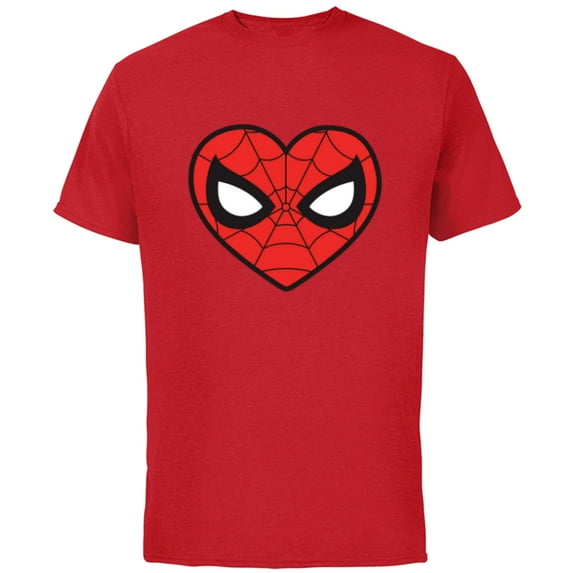 Marvel Spider-Man Eighties Heart Mask Logo - Short Sleeve Cotton T-Shirt for Adults - Customized-Red
