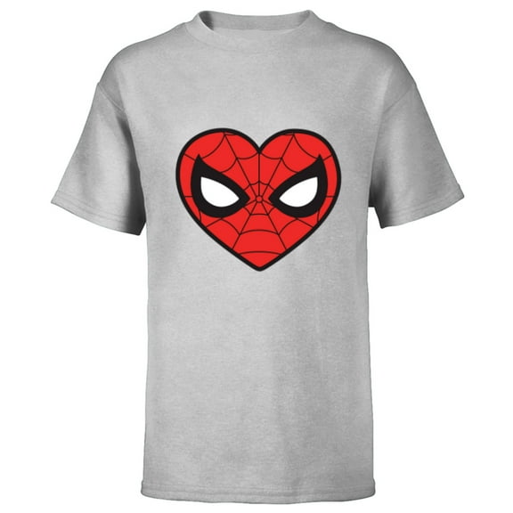 Marvel Spider-Man Eighties Heart Mask Logo - Short Sleeve T-Shirt for Kids - Customized-Athletic Heather