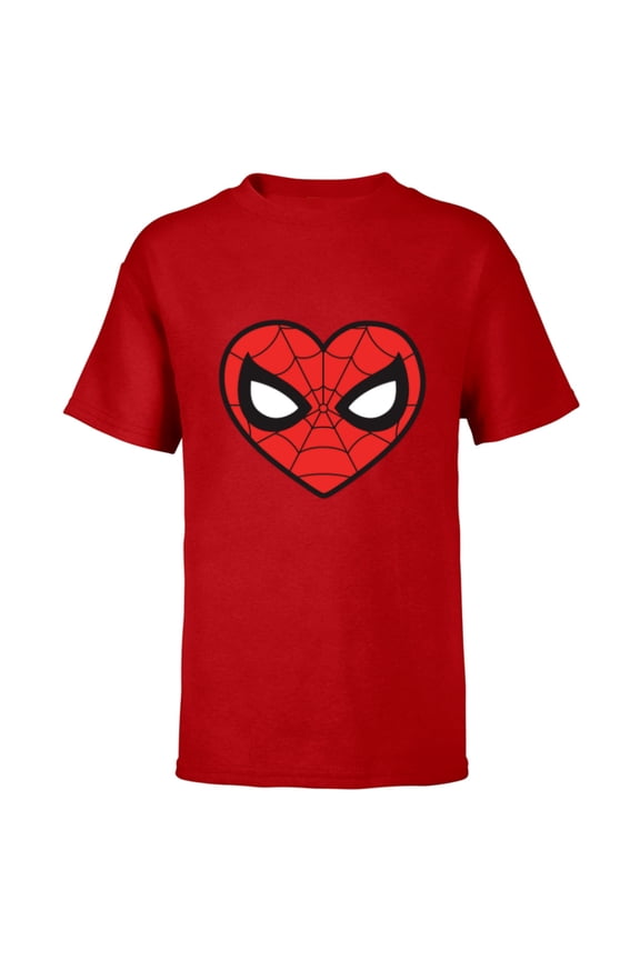 Spider-Man Eighties Heart Mask Logo - Short Sleeve T-Shirt for Kids - Customized-Red