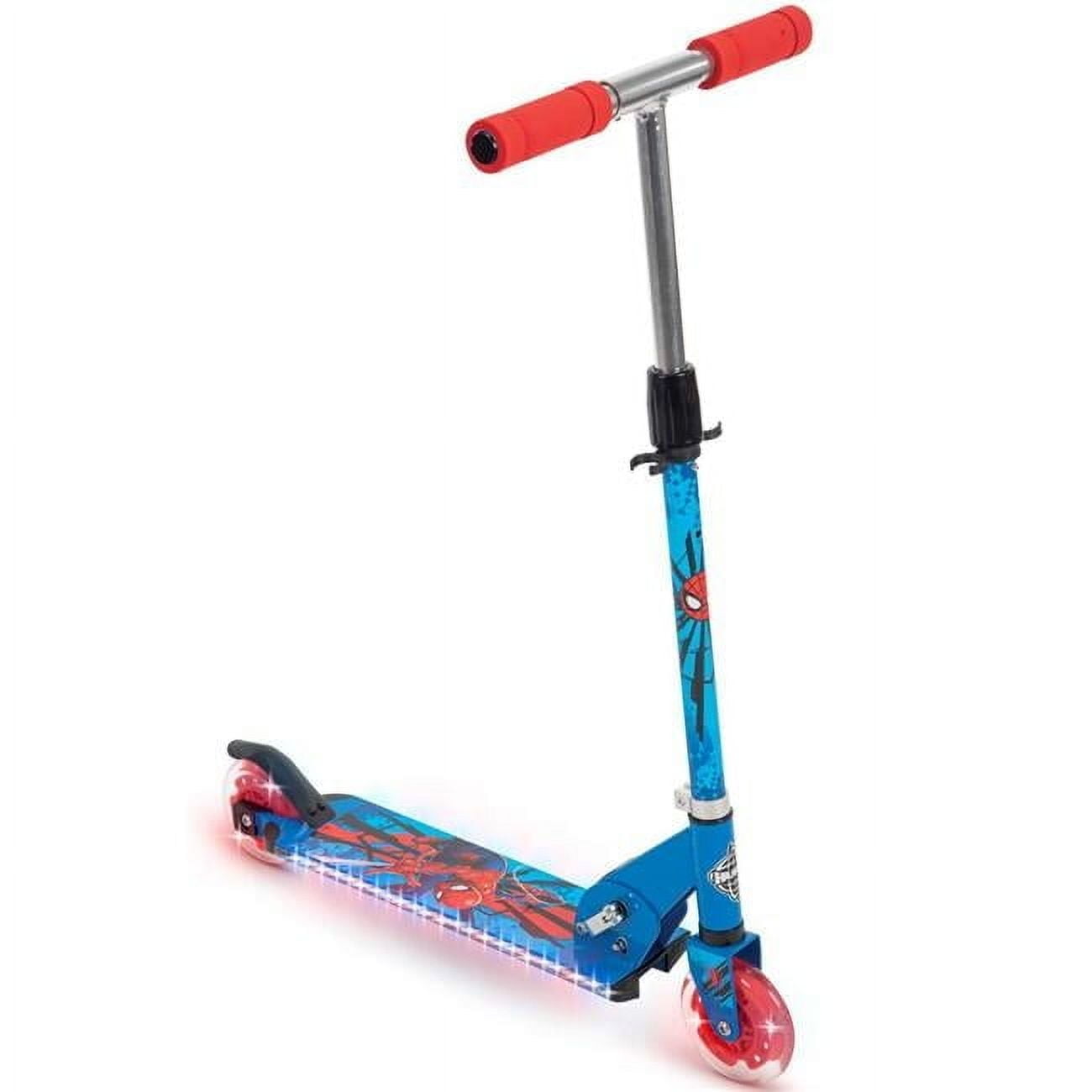 Geared2Golf Marvel Spider-Man Electro-Light Kick Scooter for Kids, Blue