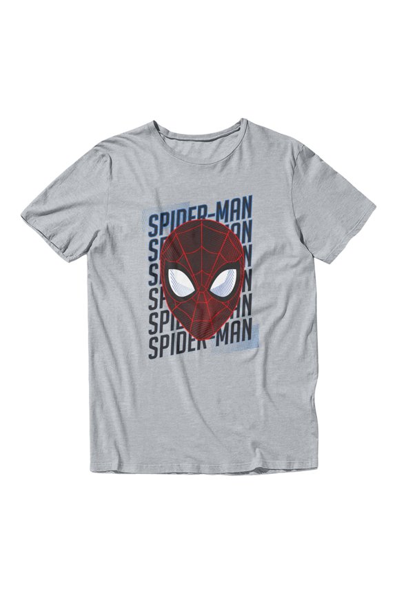 Spider-Man Face Repeat Pattern Men's T Shirt (Sport Grey, S-XXXL)