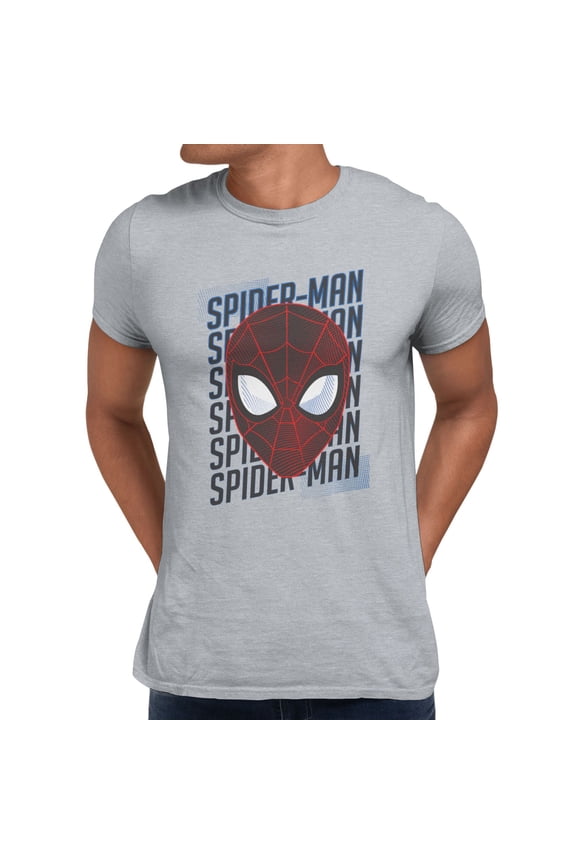 Spider-Man Face Repeat Pattern Men's T Shirt (Sport Grey, S-XXXL)