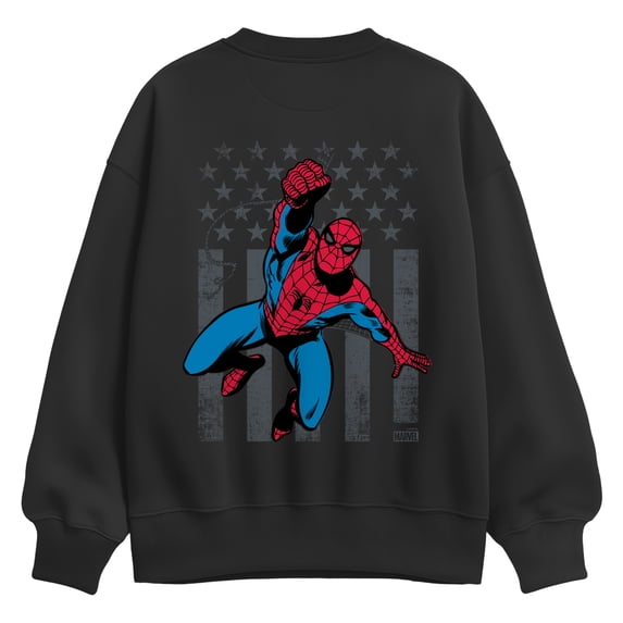 Marvel - Spider-Man Flag - Women's Oversized Fleece Crew Sweatshirt