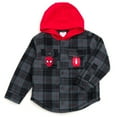 thumbnail image 1 of Marvel Spider-Man Flannel Hooded Shacket with Fleece Lining Plaid Toddler to Big Kid, 1 of 5