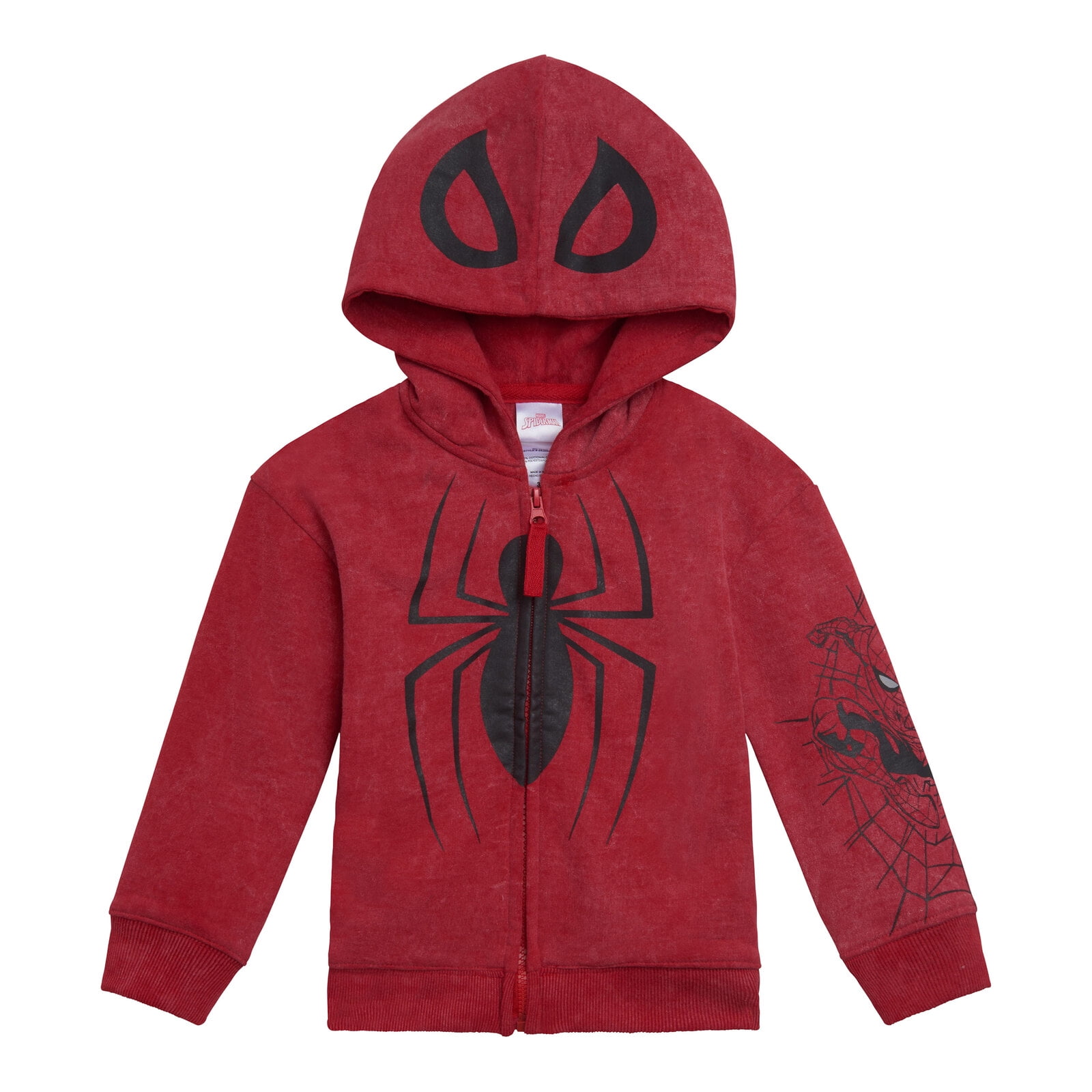 Marvel Spider-Man Little Boys' Cosplay Fleece Zip-Up Hoodie Spiderman Mineral Red