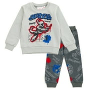 Marvel Spider-Man Fleece Sweatshirt and Jogger Pants Outfit Set Graffiti Toddler to Big Kid