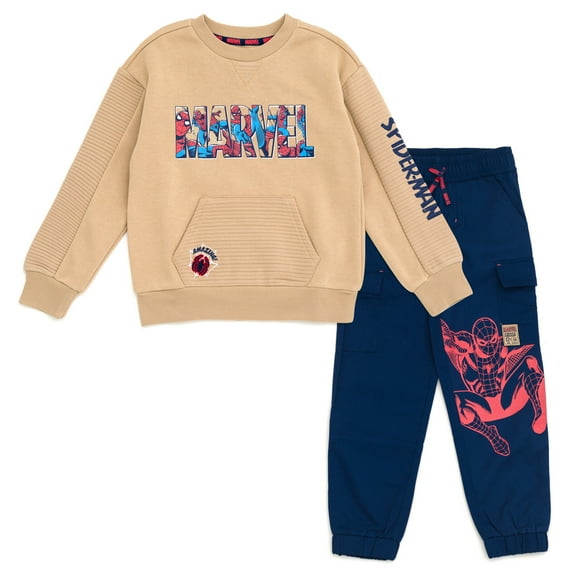 Marvel Spider-Man Fleece Sweatshirt and Twill Jogger Pants Outfit Set Toddler to Big Kid