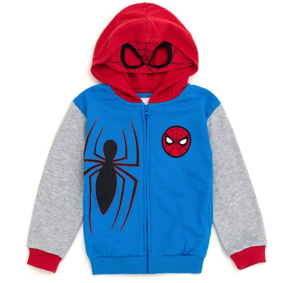 Marvel Spider-Man Fleece Zip Up Cosplay Hoodie Logo Toddler to Big Kid