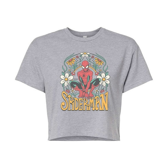 Marvel Spider-Man - Florals - Juniors Cropped Graphic T-Shirt