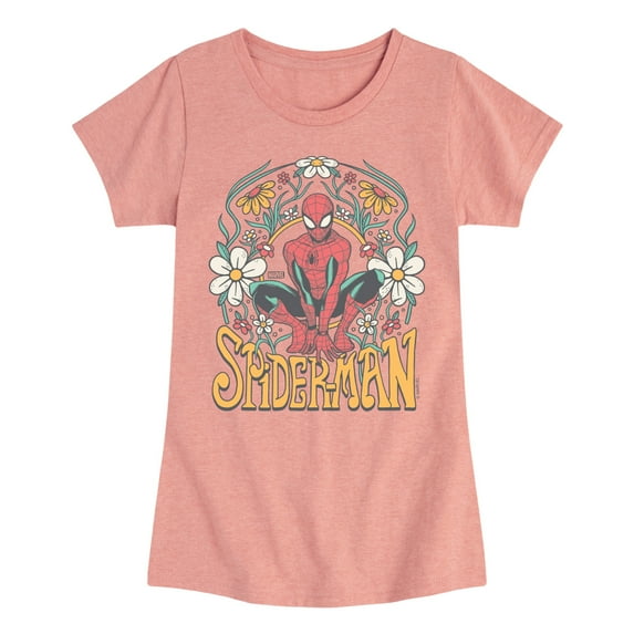 Marvel Spider-Man - Florals - Toddler And Youth Girls Fitted Short Sleeve Graphic T-Shirt