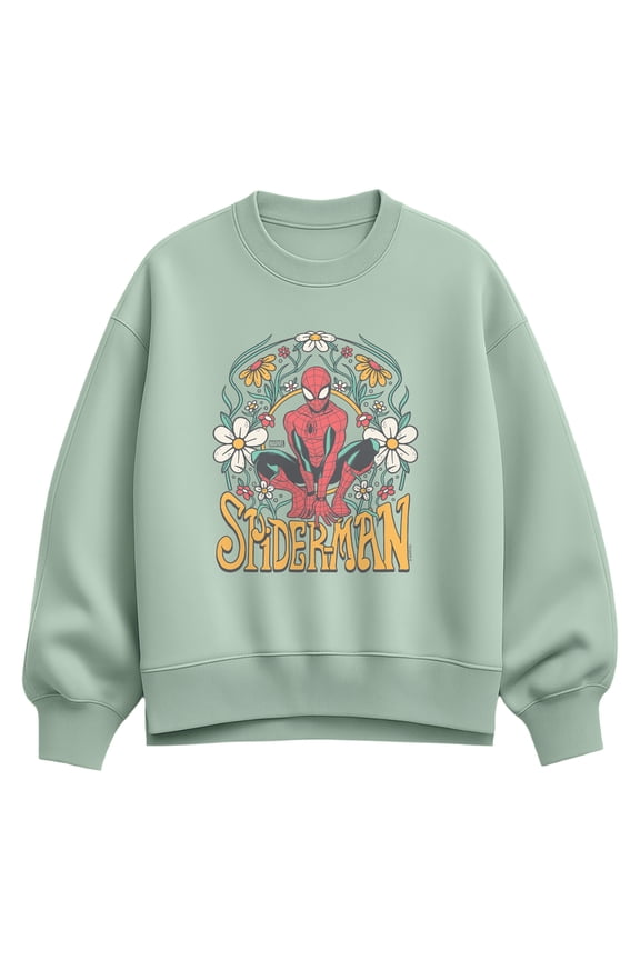 - Spider-Man Florals - Women's Oversized Fleece Crew Sweatshirt