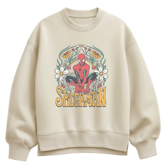 Marvel - Spider-Man Florals - Women's Oversized Fleece Crew Sweatshirt