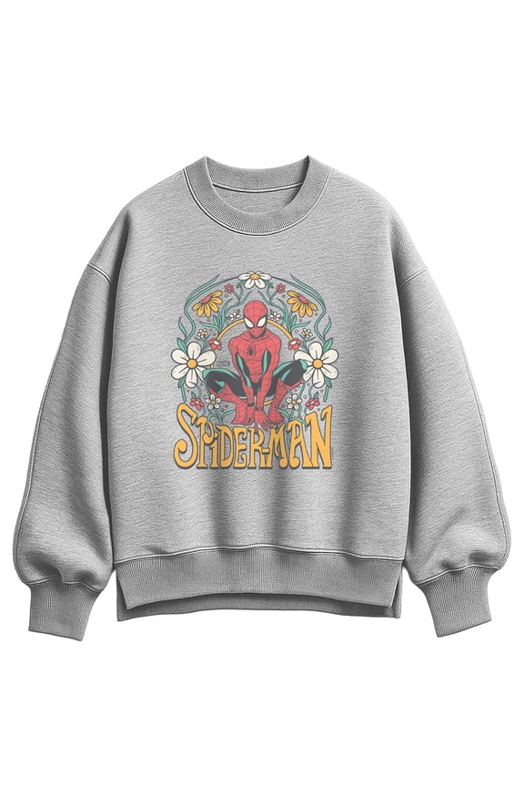 - Spider-Man Florals - Women's Oversized Fleece Crew Sweatshirt