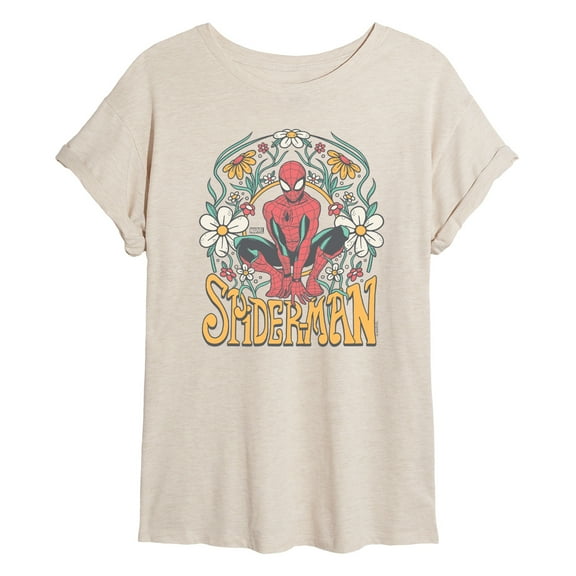 Marvel Spider-Man - Florals - Women's Oversized Graphic T-Shirt