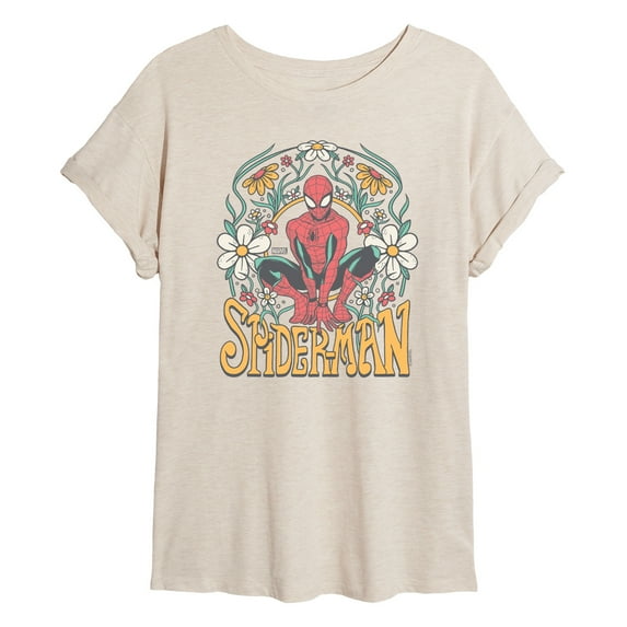 Marvel Spider-Man - Florals - Women's Oversized Graphic T-Shirt