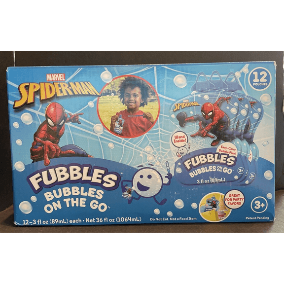 Marvel Spider-Man Fubbles Bubbles On The Go 3fl oz Wand Inside ages 3+ Box Of 12