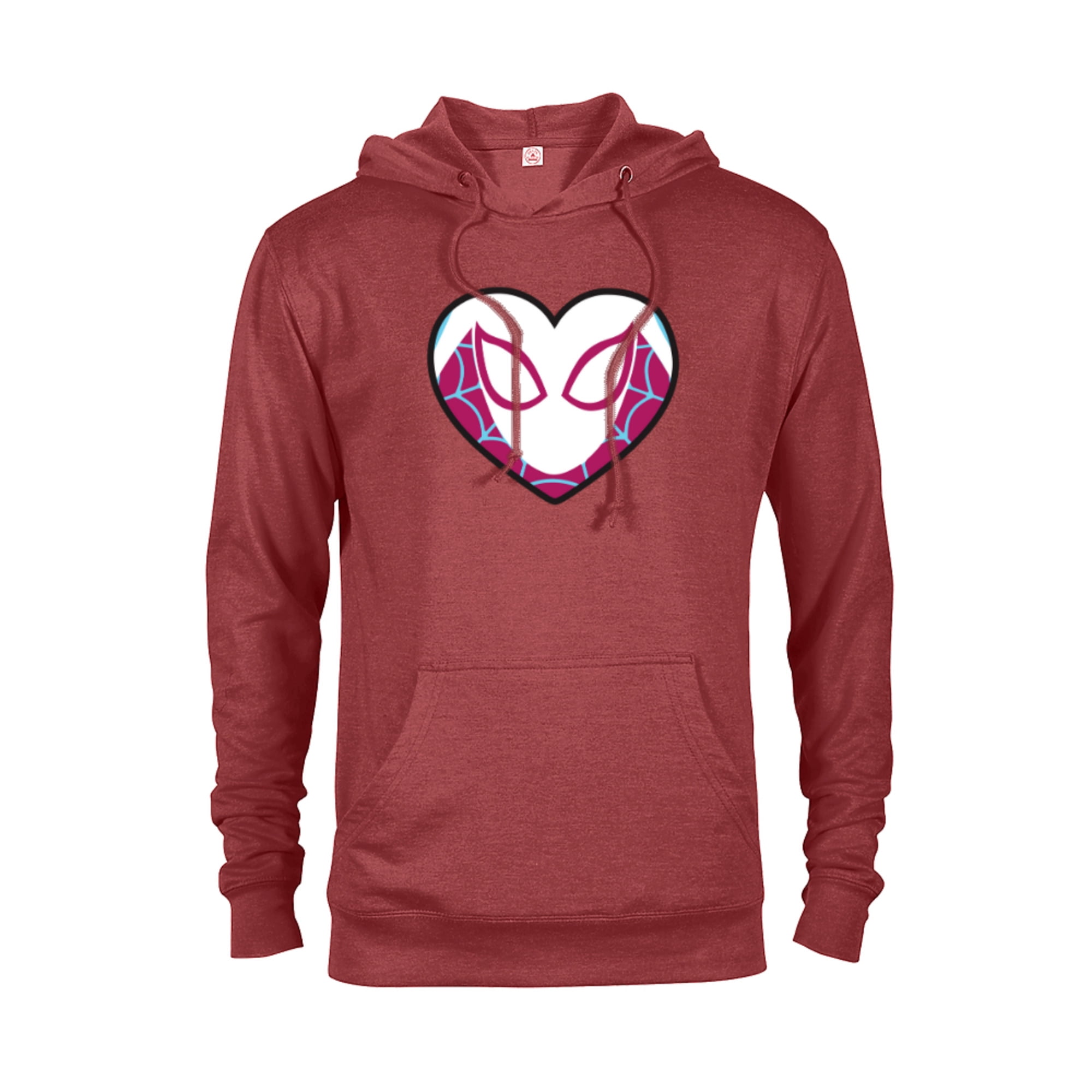 Marvel Spider Man Ghost Spider Spider Gwen Heart Mask Logo Pullover Hoodie for Adults Customized Red Heather