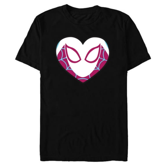 Marvel Spider-Man Ghost Spider Spider-Gwen Heart Mask Logo - Short Sleeve Blended T-Shirt for Adults - Customized-Black
