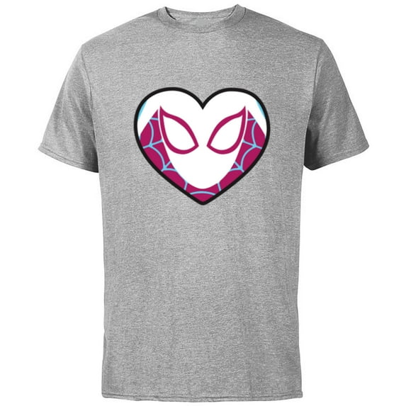 Marvel Spider-Man Ghost Spider Spider-Gwen Heart Mask Logo - Short Sleeve Cotton T-Shirt for Adults - Customized-Athletic Heather
